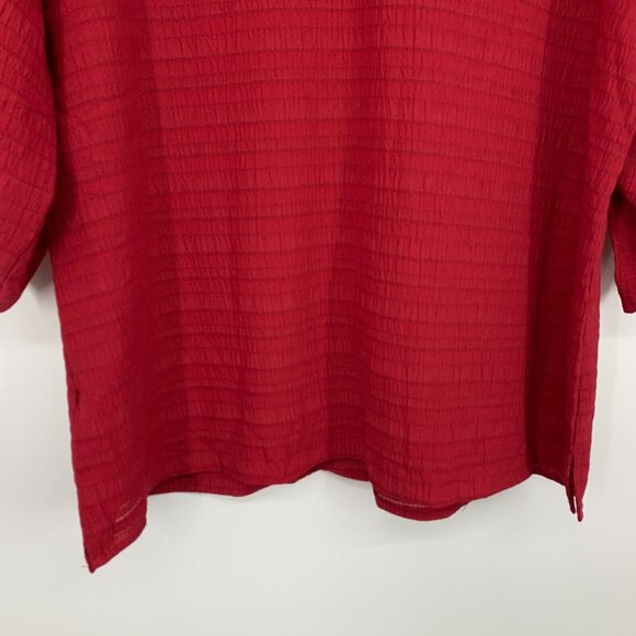 NY Collection Top Red Button Down Roll Tab 3/4 Sleeve NWT - Picture 10 of 10